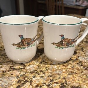 Elegant Cream Pheasant Mugs